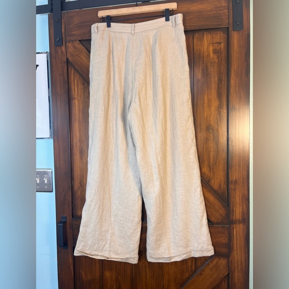 Free People Wide Leg Coastal Natural Linen Trousers Women's 10 - Picture 2 of 8